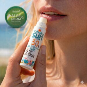 Huulivoide aloe veralla ja SPF30-aurinkosuojalla - 4,8 g + Tabaibaloe-käsi- ja -vartalovoide 50 ml ( Matkasetti )